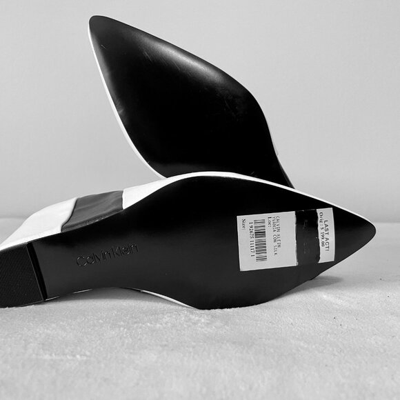 NWT - Calvin Klein White and Black Leather Ankle Boots - Picture 6 of 15